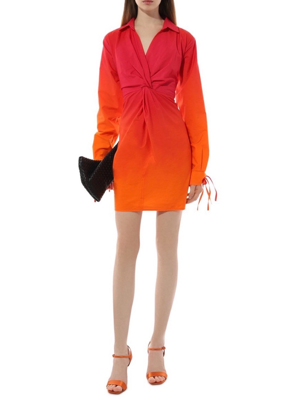 ANDREĀDAMO Ombre Gradient Twist Mini Dress Orange NWT Size XS